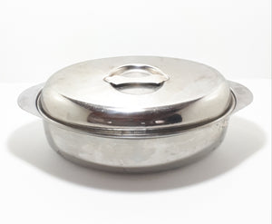 Vintage Oval Shaped Stainless Steel Deep Ovenware Roasting Pan