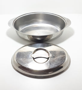 Vintage Oval Shaped Stainless Steel Deep Ovenware Roasting Pan