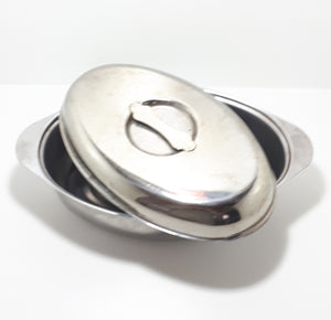 Vintage Oval Shaped Stainless Steel Deep Ovenware Roasting Pan