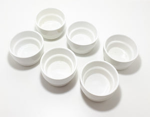 Set Of 6 Identical White Glazed Ceramic Ramekins