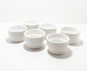 Set Of 6 Identical White Glazed Ceramic Ramekins