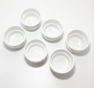 Set Of 6 Identical White Glazed Ceramic Ramekins