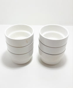 Set Of 6 Identical White Glazed Ceramic Ramekins