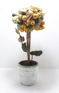Ornamental Fruit Tree With Textile Leaves, Composite Fruits and Sturdy Styrofoam Pot