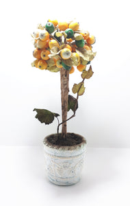 Ornamental Fruit Tree With Textile Leaves, Composite Fruits and Sturdy Styrofoam Pot