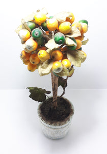 Ornamental Fruit Tree With Textile Leaves, Composite Fruits and Sturdy Styrofoam Pot