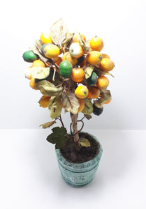 Ornamental Fruit Tree With Textile Leaves, Composite Fruits and Sturdy Styrofoam Pot