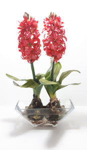 Decorative Faux Aloes Ornament – Textile Petals, Composite Stems, Leaves & Bulbs In Glass Pot