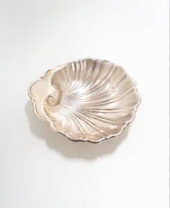 Vintage Mid-Century Silver Plated Scalloped Clam Shell Dish