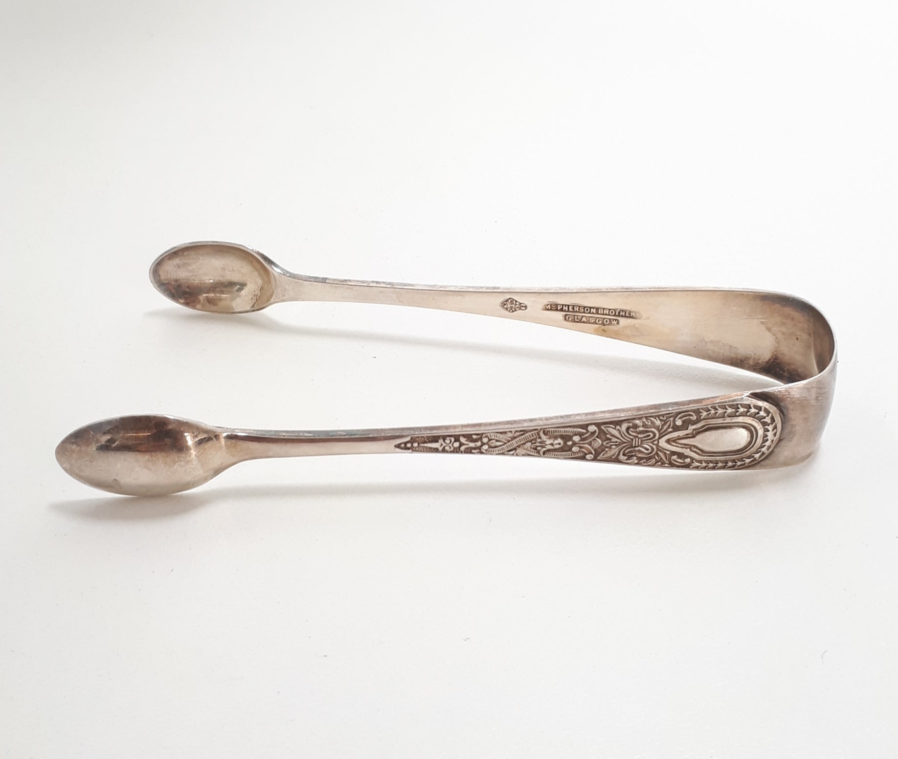 Antique McPherson Brothers, Glasgow, Silver Plated Sugar Tongs