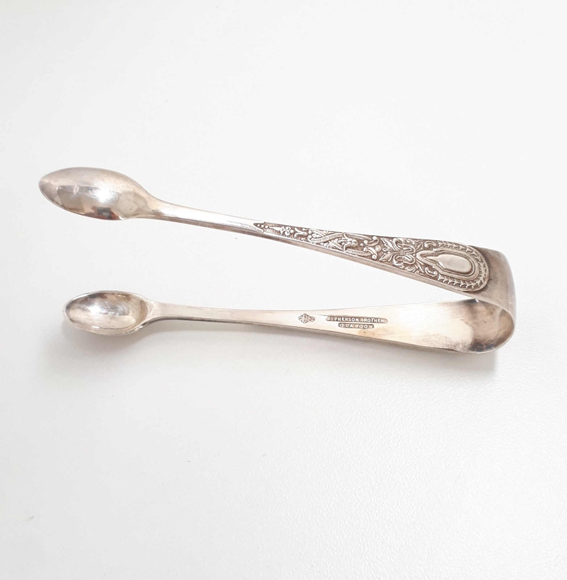 Antique McPherson Brothers, Glasgow, Silver Plated Sugar Tongs