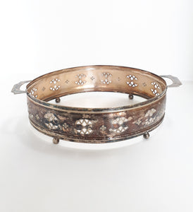 Vintage Oval Shaped Pierced Metal Silver Plated (Van Riebeeck Plate) Casserole Dish Stand