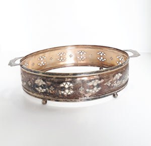 Vintage Oval Shaped Pierced Metal Silver Plated (Van Riebeeck Plate) Casserole Dish Stand