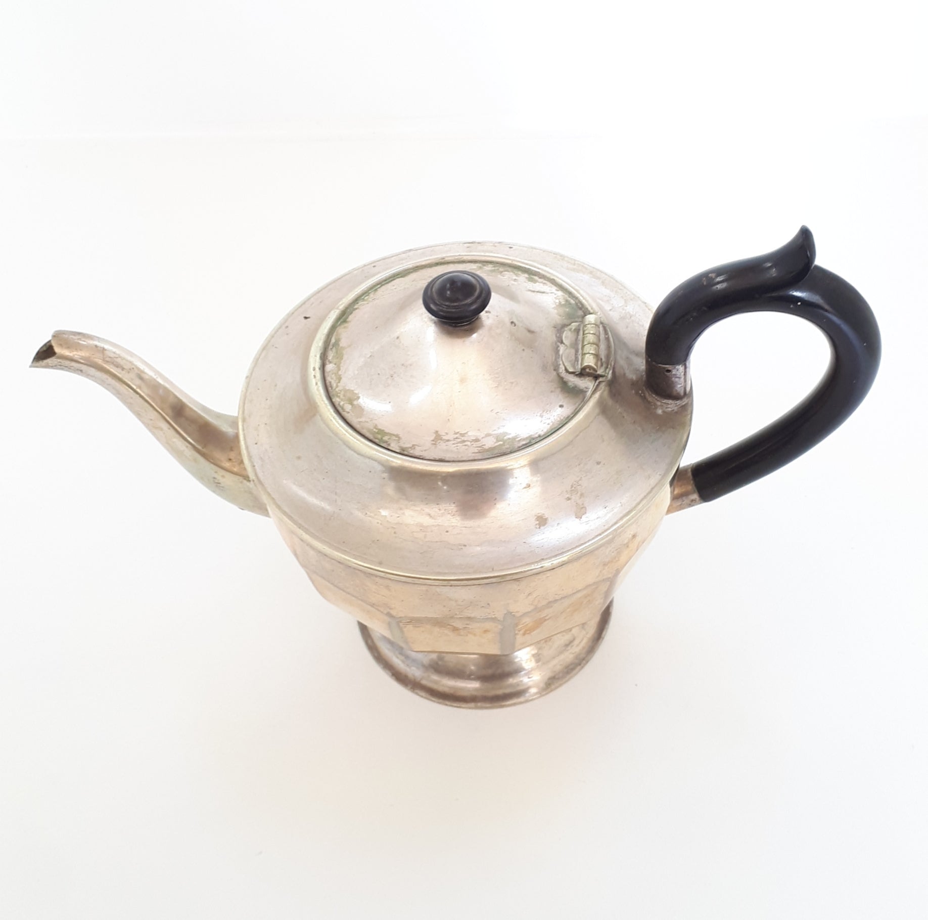 1920’s – 1930’s Georgian Era Silver Plated Tea Pot With Black Bakelite Handle & Lid Finial