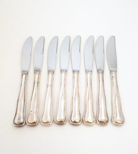 8 Vintage Danish Cohr Double Ribbed Silver Plated Table Knives