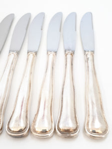 8 Vintage Danish Cohr Double Ribbed Silver Plated Table Knives