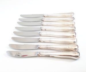 8 Vintage Danish Cohr Double Ribbed Silver Plated Table Knives