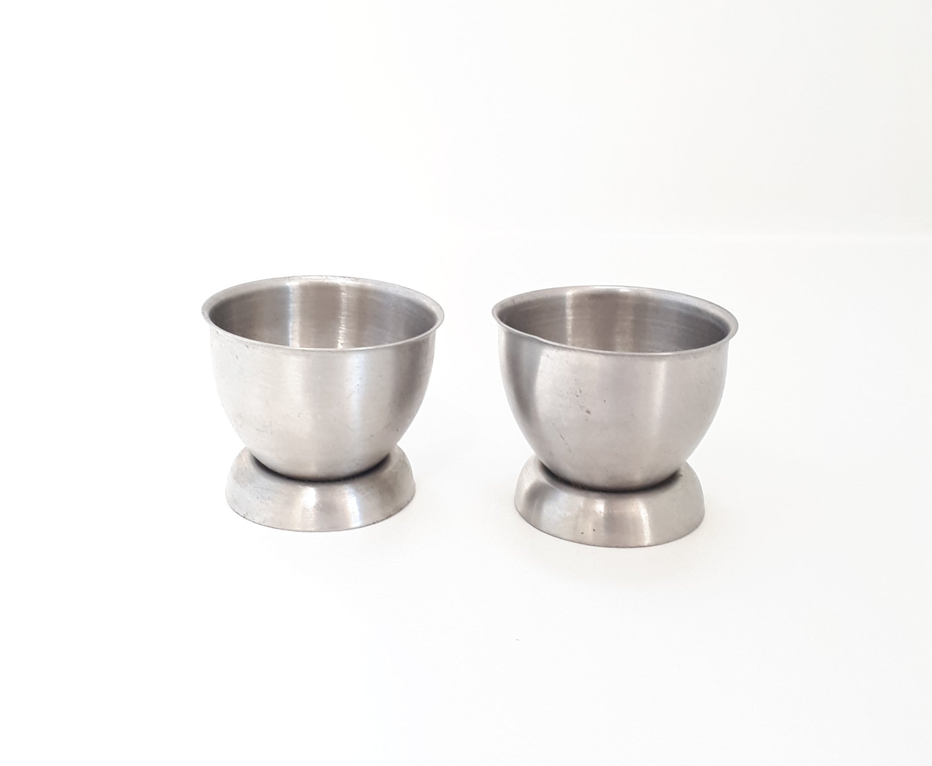 Set Of Two Identical Stainless Steel Egg Cups
