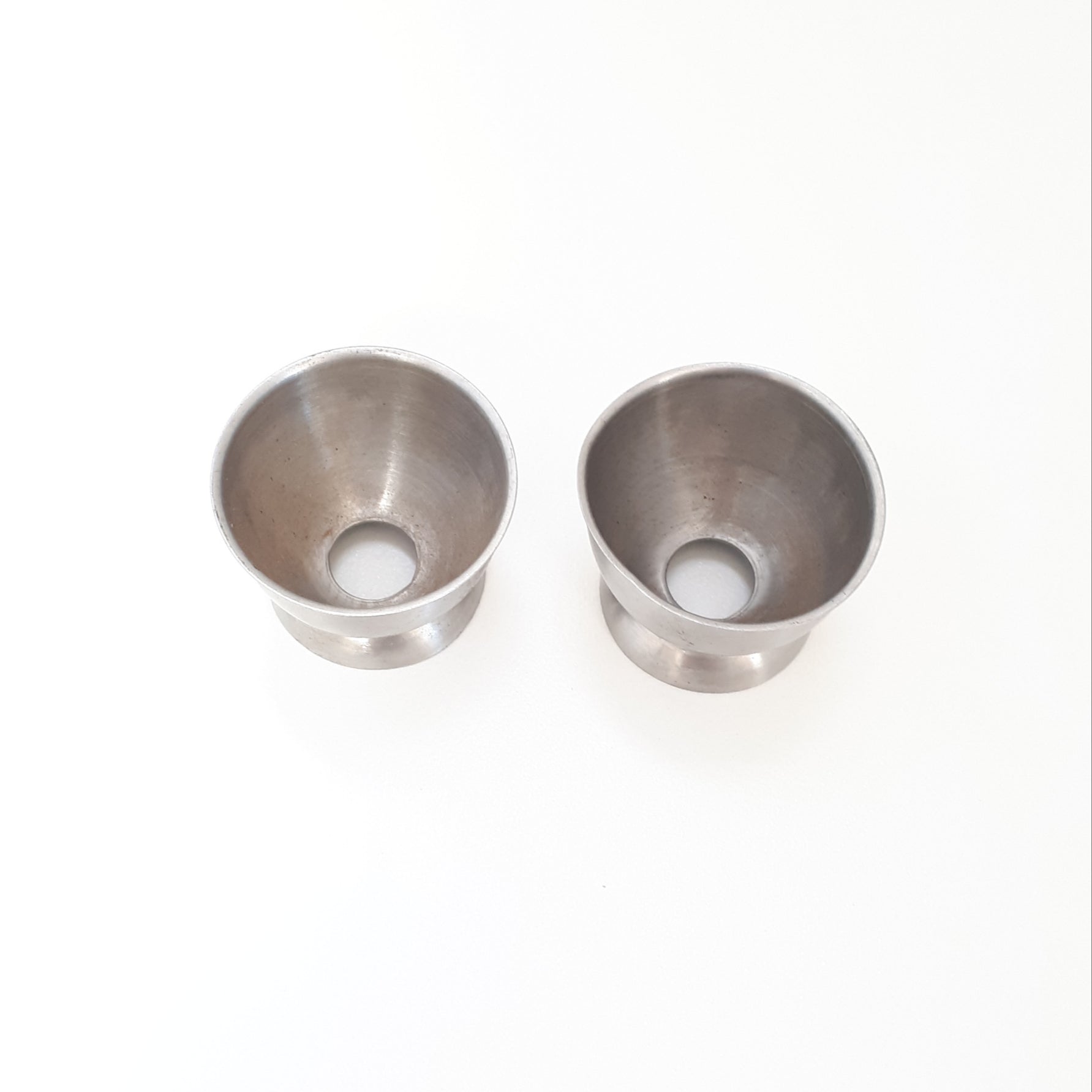 Set Of Two Identical Stainless Steel Egg Cups