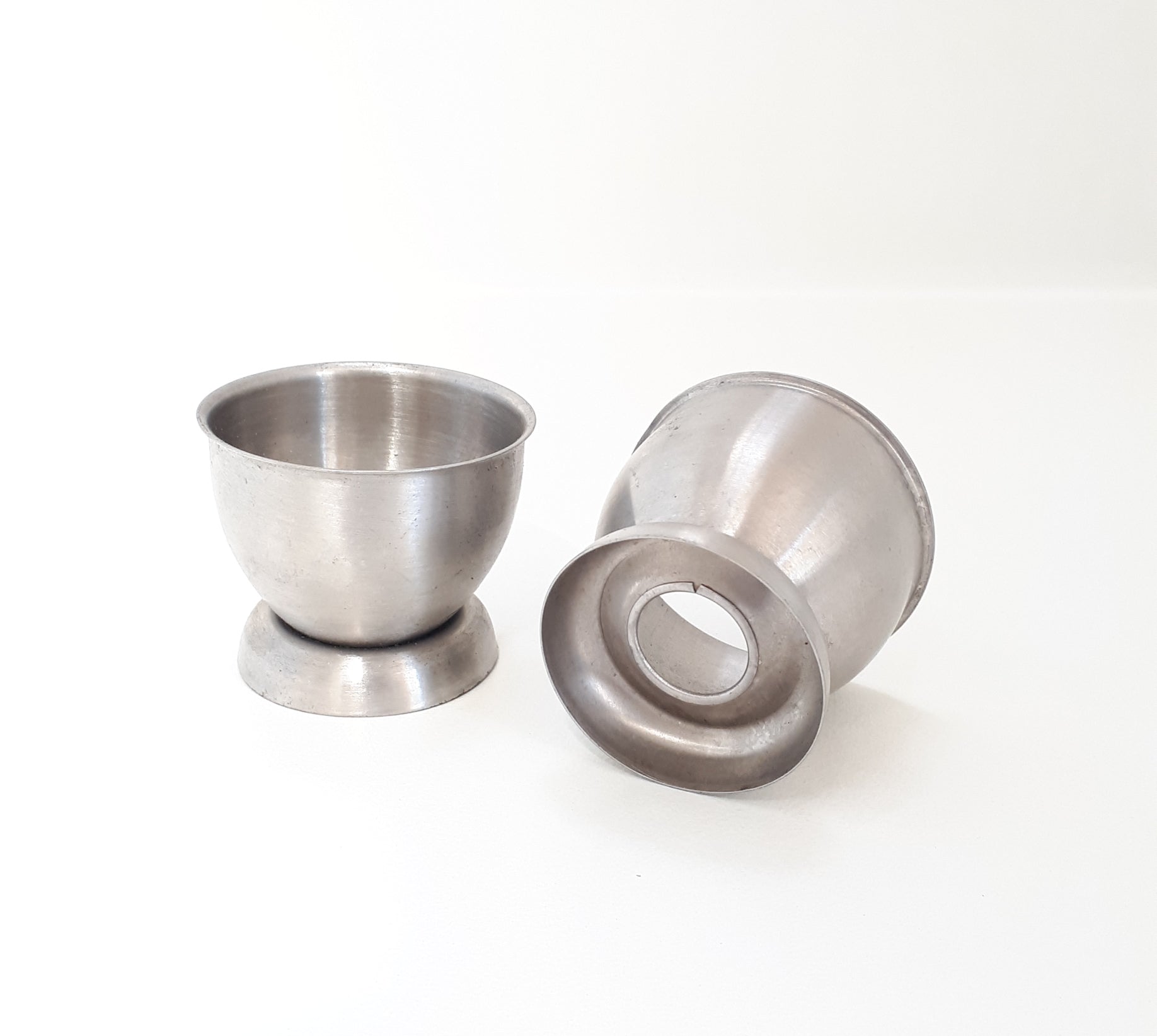 Set Of Two Identical Stainless Steel Egg Cups
