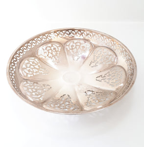 Vintage Silver Plated Pierced Metal Bowl