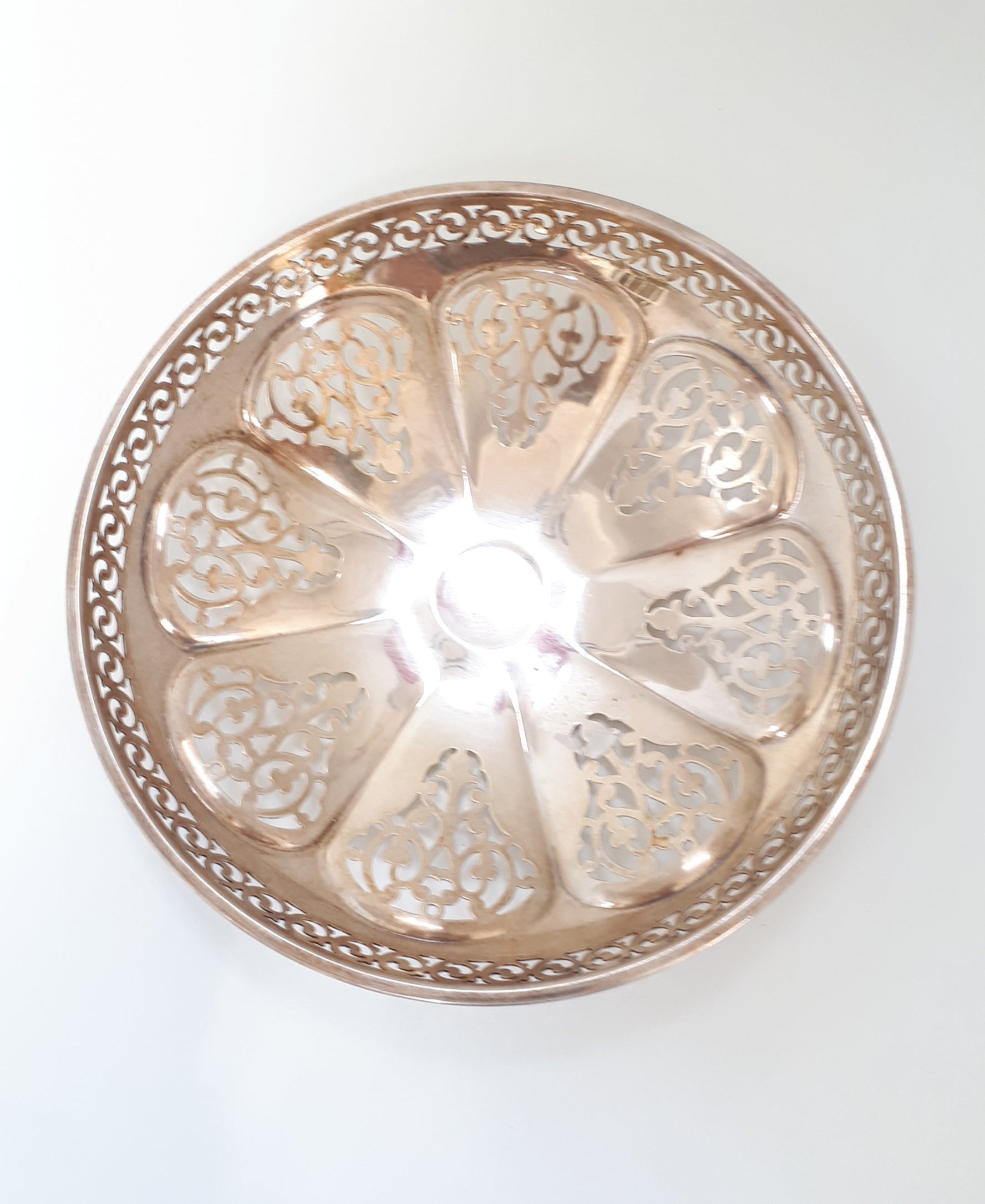 Vintage Silver Plated Pierced Metal Bowl