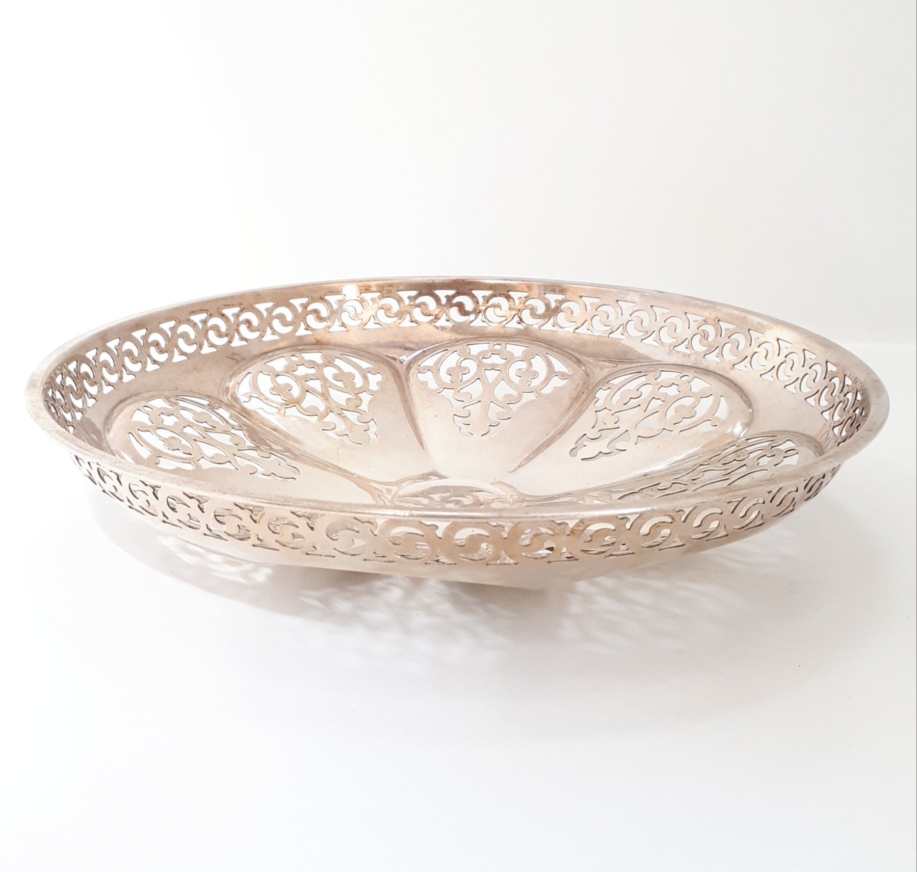 Vintage Silver Plated Pierced Metal Bowl
