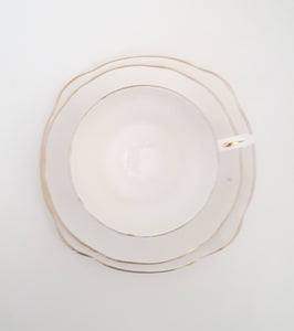 Vintage White & Gold Duchess Bone China Tea Trio – Cup, Saucer & Tea Plate