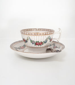 Antique (c. 1906-1927) Booths Large Porcelain Tea Duo – Tea Cup, Saucer & Ornate Spoon