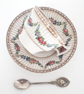 Antique (c. 1906-1927) Booths Large Porcelain Tea Duo – Tea Cup, Saucer & Ornate Spoon