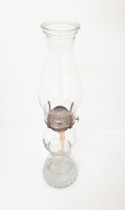Tall Vintage Bobbled Glass Oil Lamp – Fully Functional
