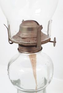 Tall Vintage Bobbled Glass Oil Lamp – Fully Functional