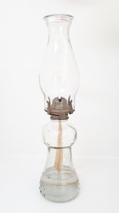 Tall Vintage Bobbled Glass Oil Lamp – Fully Functional