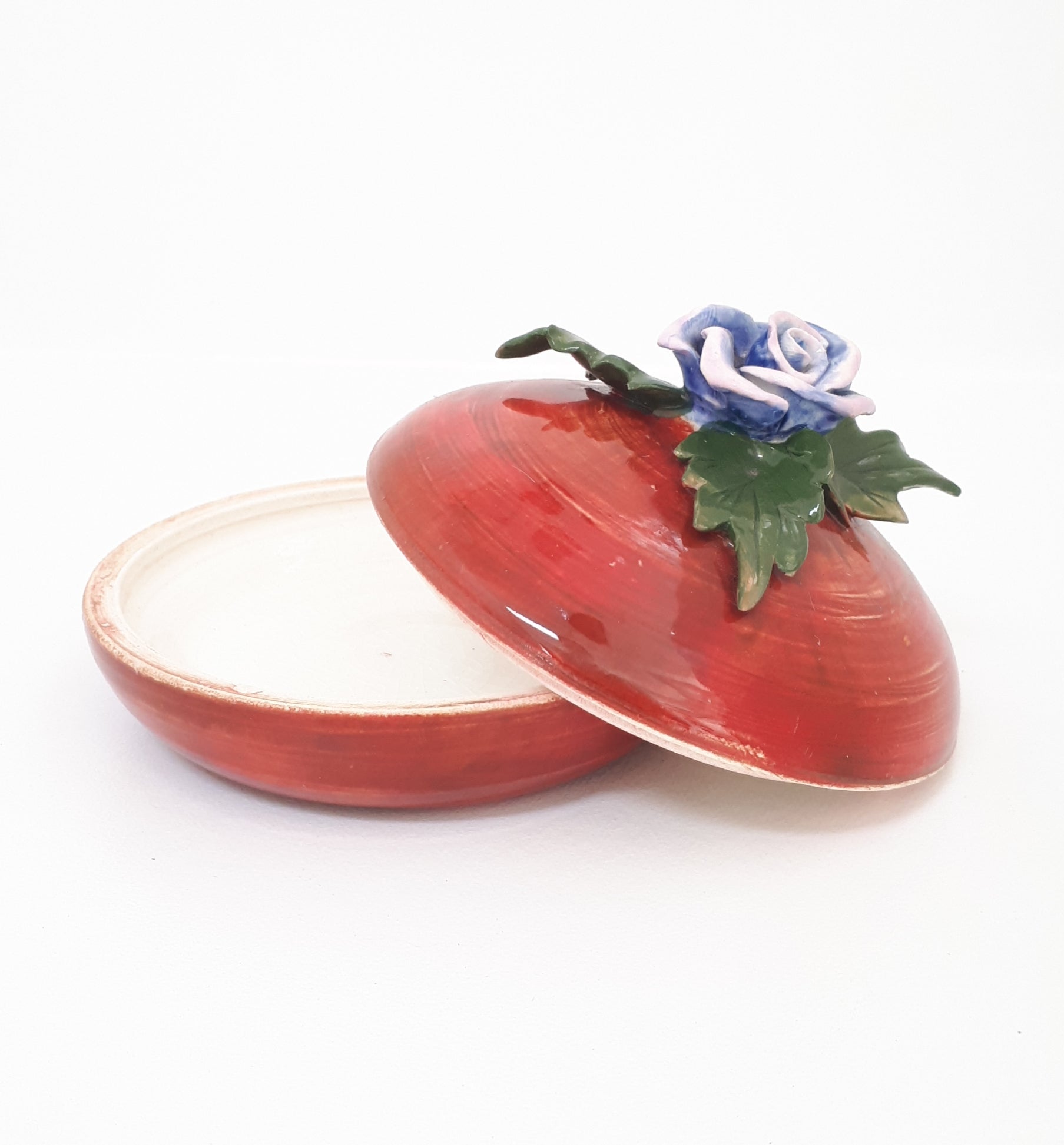 Handmade & Glazed Lidded Pottery Trinket Dish