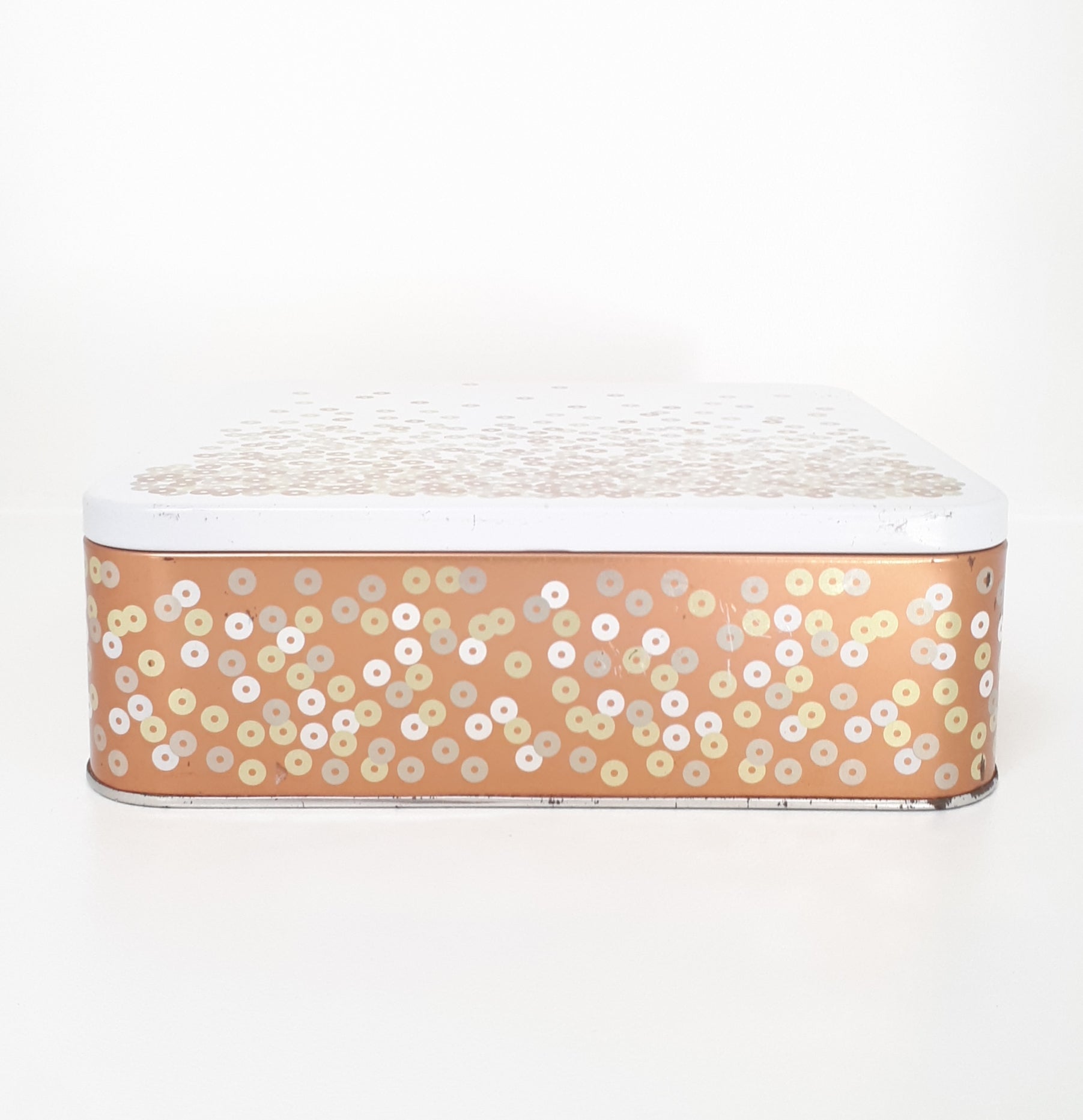 Collectable Rose Gold Woolworths Biscuit Tin With Sequence Detail