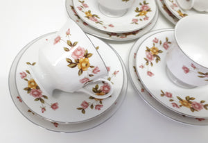 16 Piece Vintage Town House Yellow & Pink Rose Tea Set