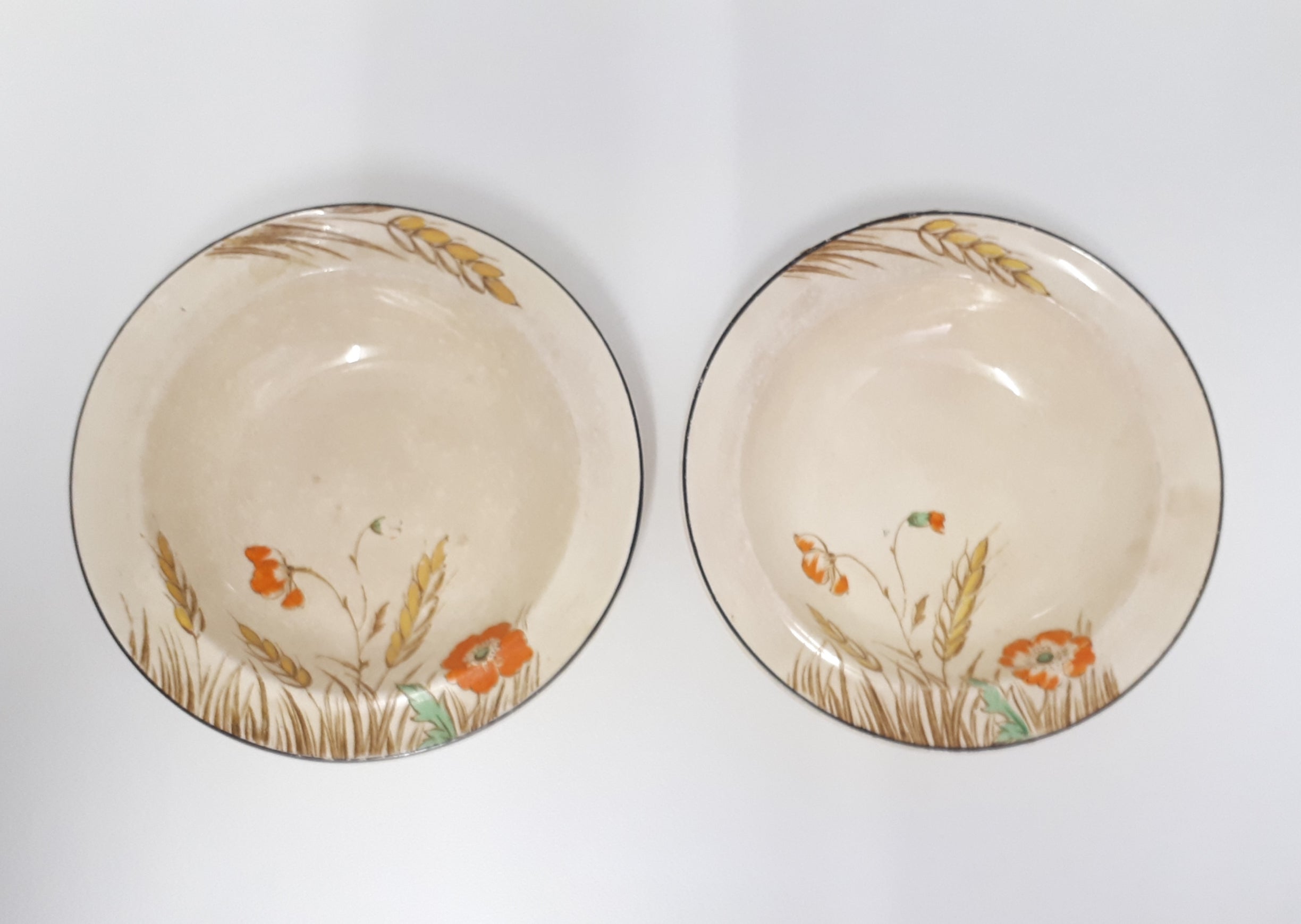 1920’s – 1930’s Two Burleigh Ceramic Art Deco Wheat Patterned Dessert Bowl
