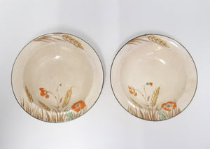 1920’s – 1930’s Two Burleigh Ceramic Art Deco Wheat Patterned Dessert Bowl