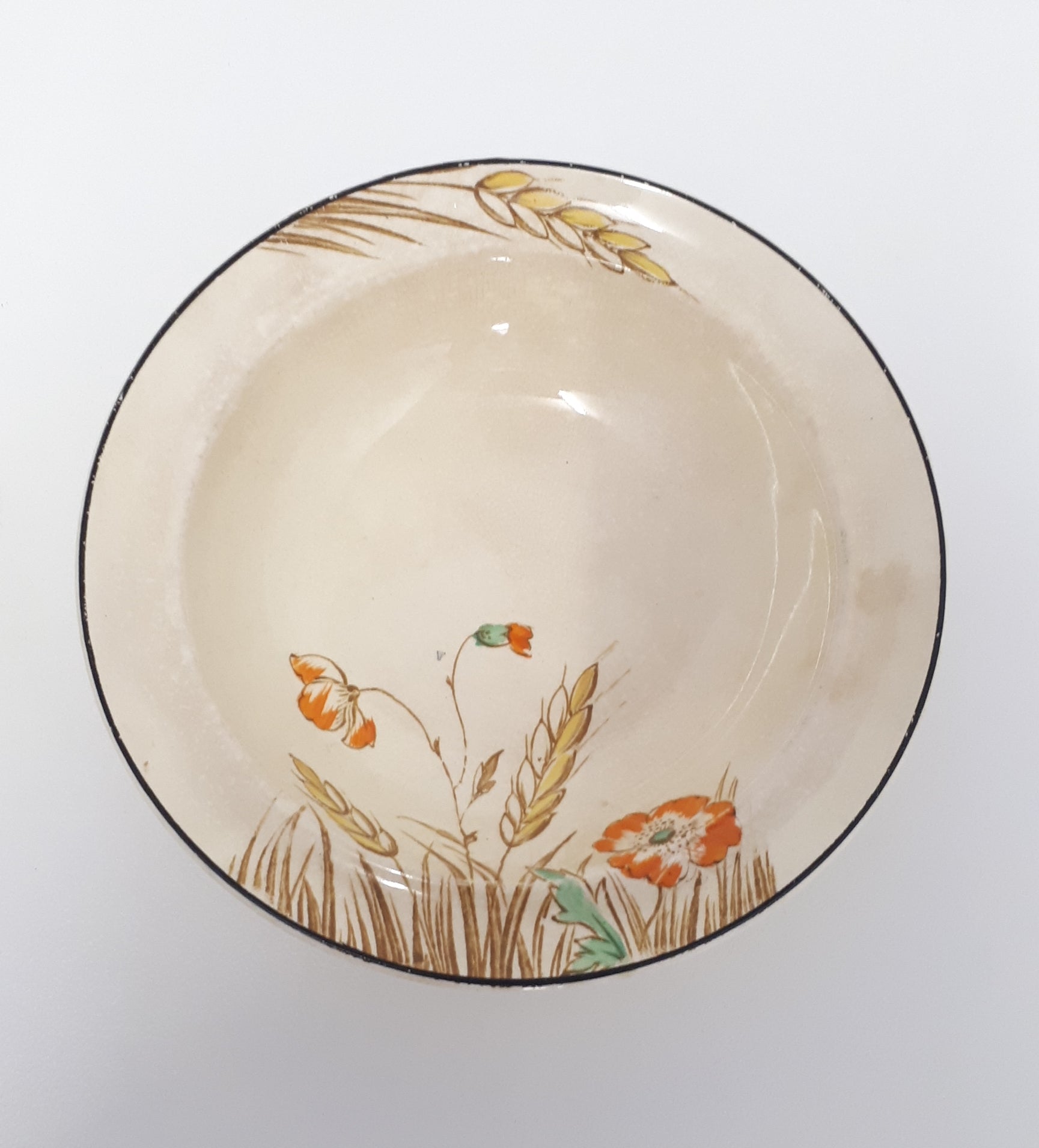 1920’s – 1930’s Two Burleigh Ceramic Art Deco Wheat Patterned Dessert Bowl
