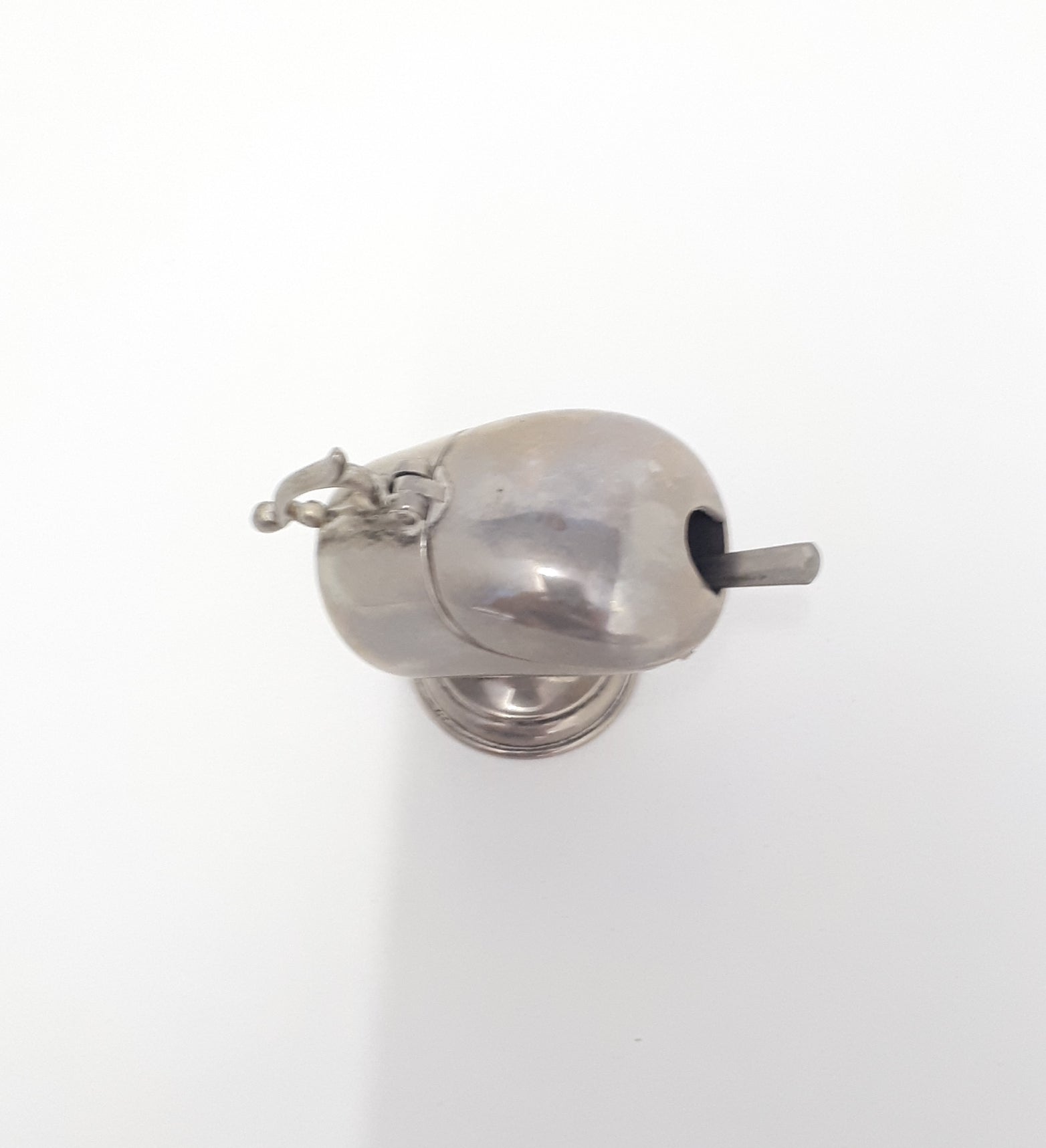 Rare Vintage Tiny Silver Plated Salt Scuttle With Salt Spoon
