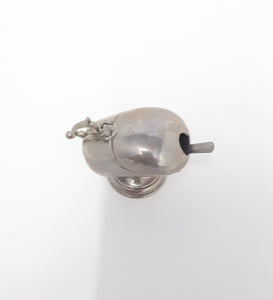 Rare Vintage Tiny Silver Plated Salt Scuttle With Salt Spoon
