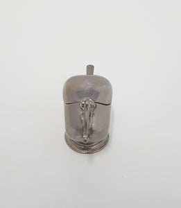 Rare Vintage Tiny Silver Plated Salt Scuttle With Salt Spoon