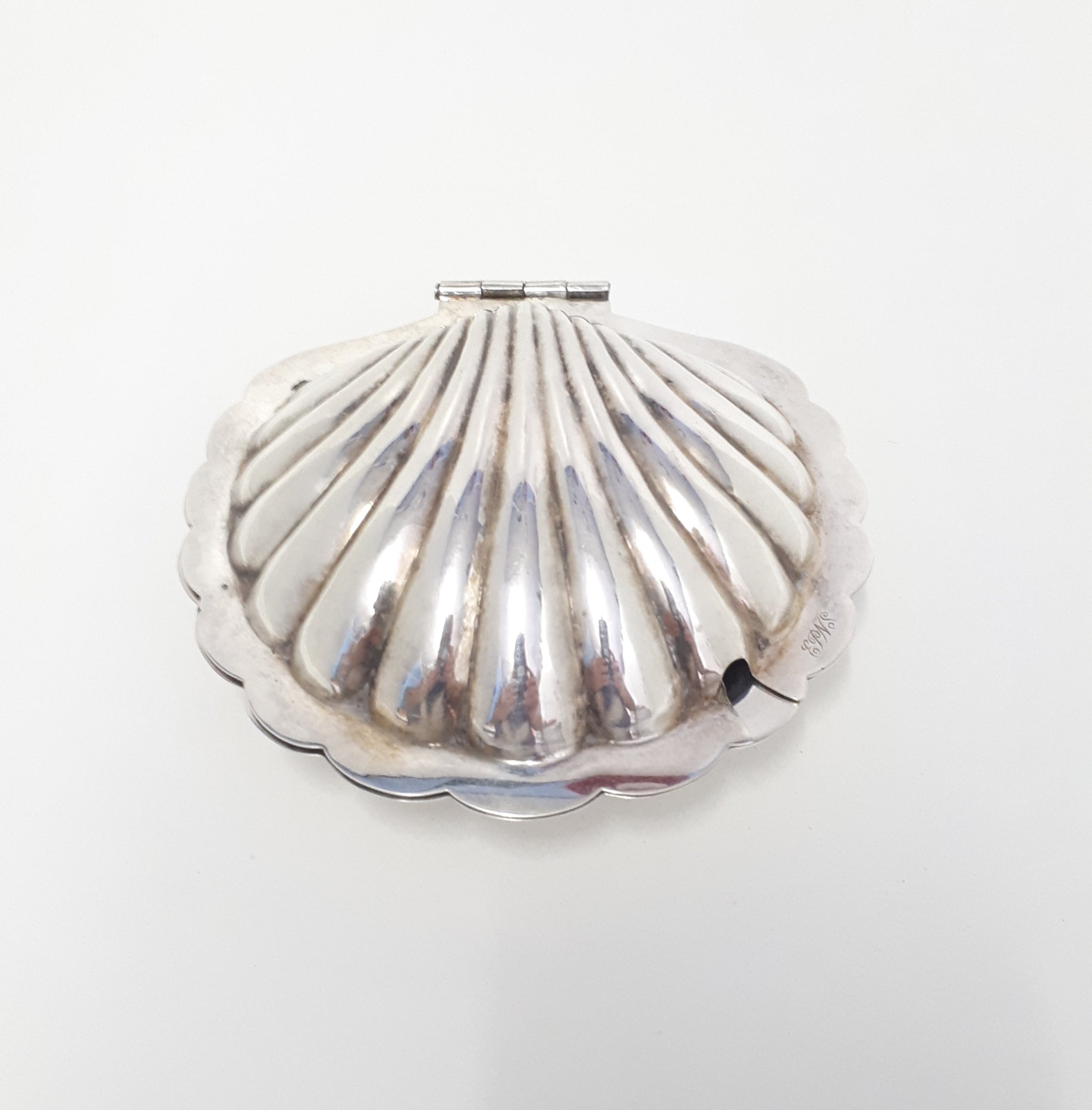 Vintage Silver Plated Shell Butter Dish With Frosted Glass Liner