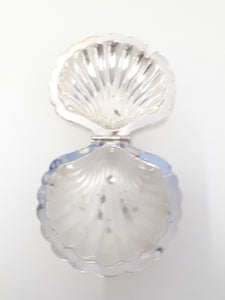 Vintage Silver Plated Shell Butter Dish With Frosted Glass Liner