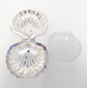 Vintage Silver Plated Shell Butter Dish With Frosted Glass Liner
