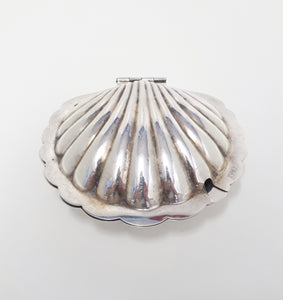 Vintage Silver Plated Shell Butter Dish With Frosted Glass Liner