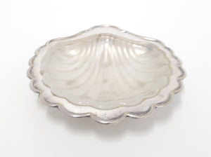 Vintage Silver Plated Shell Dish With Frosted Glass Liner
