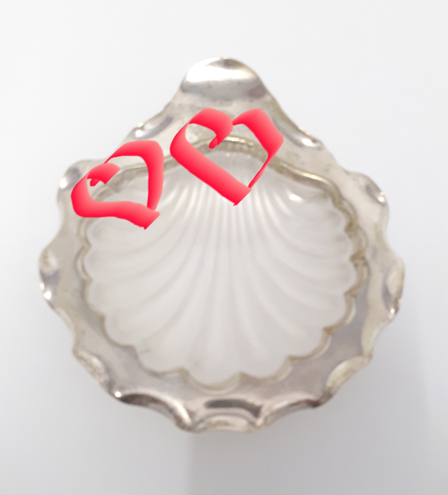 Vintage Silver Plated Shell Dish With Frosted Glass Liner