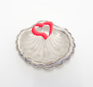 Vintage Silver Plated Shell Dish With Frosted Glass Liner