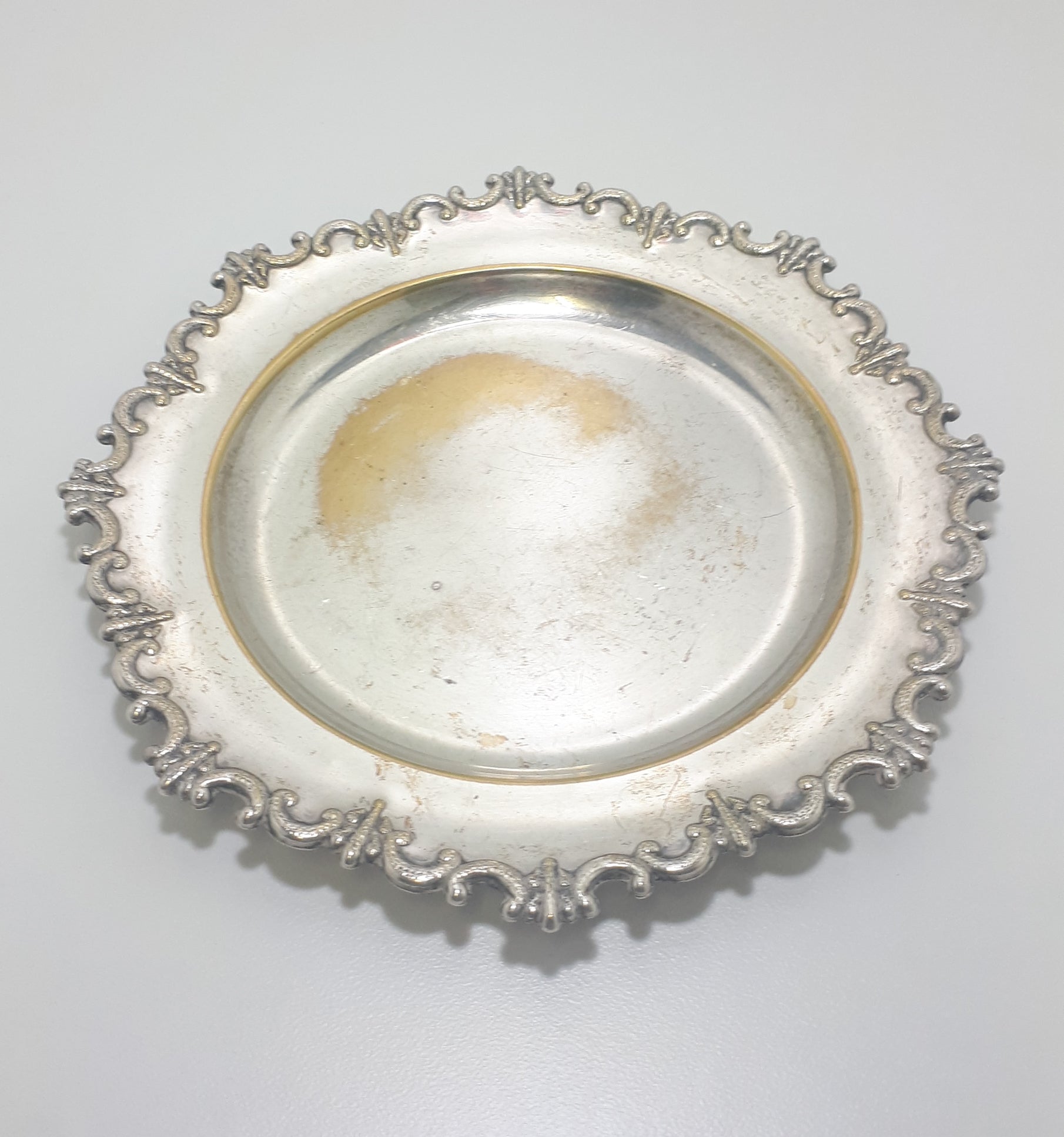 Vintage Swedish Silver Plate On Brass Dish